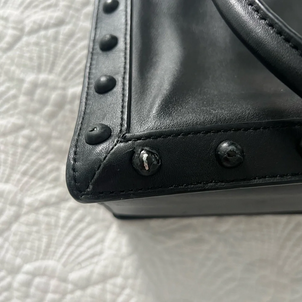 Loeffler Randall work bag tote purse reptile snakeskin python black bag office - Picture 8 of 12